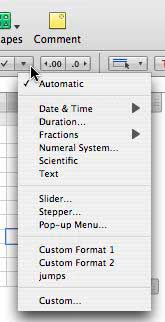 Numbers 09 - format pop-up menu