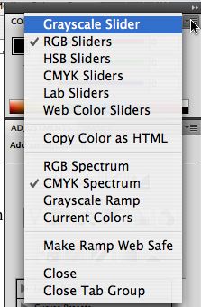 Photoshop Color Palette Menu Tab