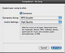 GarageBand - compress to MP3