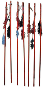 Wood Dowel Spears with Decorative Fake Feathers