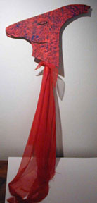 red Parasaurolophus hobbyhorse